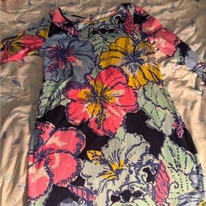 Lilly Pulitzer floral cotton 3/4 sleeve dress size small